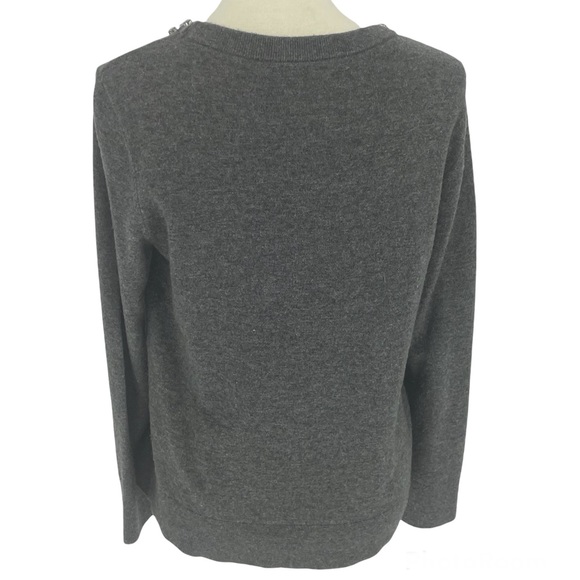 KATE SPADE DO WONDERS CRYSTAL EMBELLISHED RHINESTONE SWEATER WOOL GRAY LARGE EUC - Picture 2 of 4